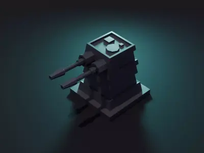 Turret Animation Low-poly 3D model