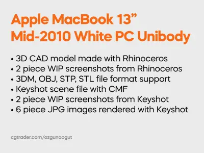 Apple MacBook 13-inch White PC Unibody Notebook Computer 3D model