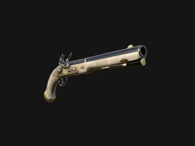 Gilded Flintlock Pistol Low-poly 3D model