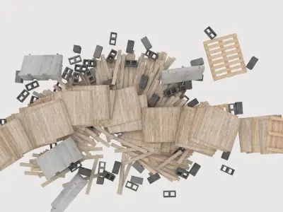 construction site pallets pile 1 3D model