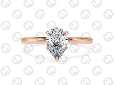 Ring 157 Pear shape with hidden signature diamond both side 3D print model