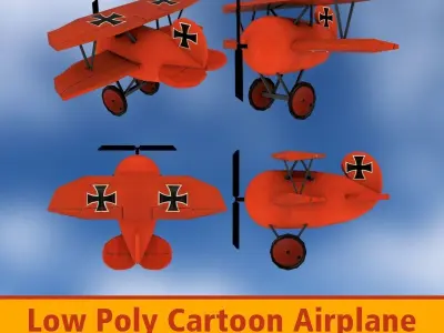Airplane Cartoon Low-poly 3D model purchase