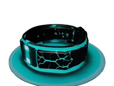Glowing Neon Cyan Wristband 3D model