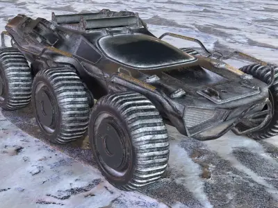 Futuristic  Armoured Vehicle 8 Wheel Sci-Fi Rover Snow and Sand 3D model