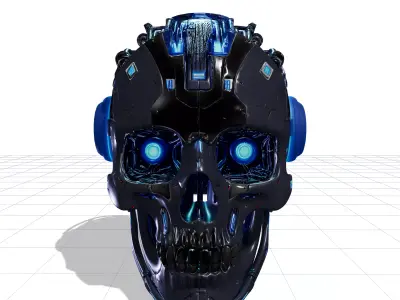 Futuristic Cyborg Skull Head R2 Low-poly 3D model