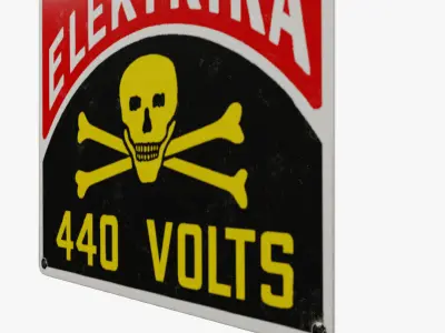 Vintage electric danger sign 02 3D model