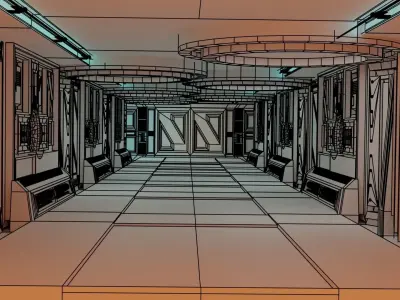 sci fi corridor 3D model 162