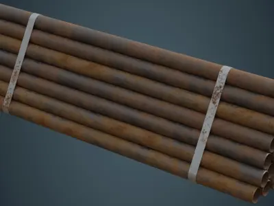 Industrial Pipes 3B Low-poly 3D model