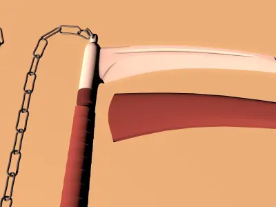 kusarigama 3D model chain with axe 3D model