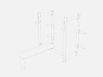 Commercial grade Half rack with an integrated bench Low-poly 3D model