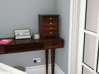 small antique tabletop chest of drawers Low-poly 3D model