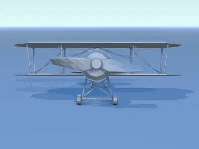 Lowpoly biplane 3D model Low-poly 3D model