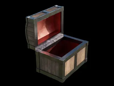 A low-poly chest wooden box Free low-poly 3D model