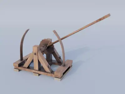 Da Vincis Catapult  Low-poly 3D model