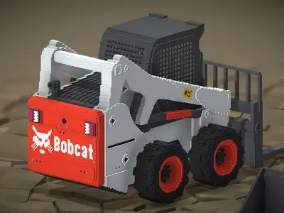 Voxel Bobcat Skid Steer Low-poly 3D model