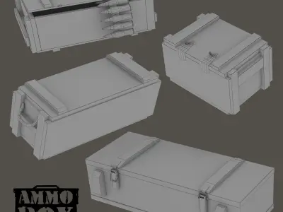 Ammobox wooden Low-poly 3D model