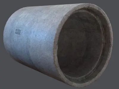Concrete industrial pipes Low-poly 3D model