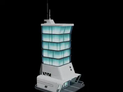 Sci-fi Office Building Low-poly 3D model