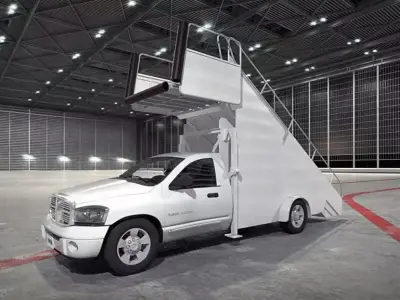 White Truck With Stairs 3D model