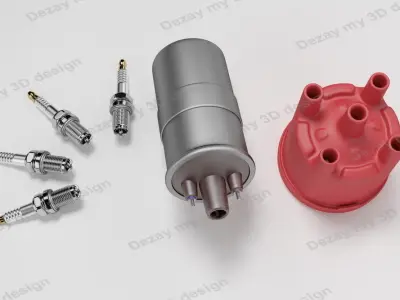 Igniter coil and glowplug system 3D model