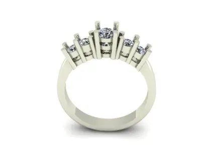 Solitair 5 Stone Ring 3D print model
