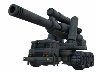 Cannon machine gun Low-poly 3D model