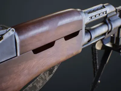 AK-47 Assault Rifle with Scope and Suppressor Low-poly 3D model