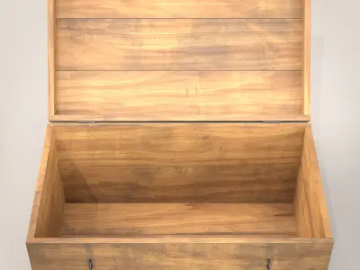 Wooden storage box Low-poly 3D model