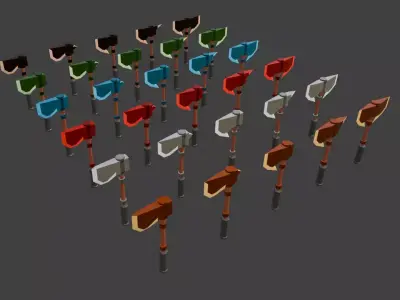 Fantasy Low-Poly Axes Pack by LapizWCG Low-poly 3D model