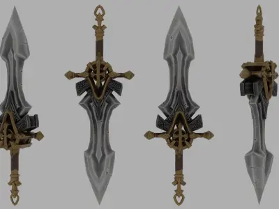 Stylised Sword - Game Ready - Low Poly - PBR 3D Model Low-poly 3D model