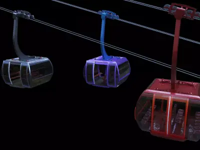 Cableway Finucular System Animated - Rigged 3D model