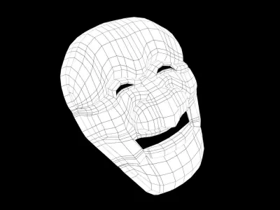  Assassin Mask  Traditional Korean Hahoe Mask Low-poly 3D model