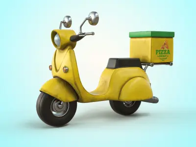 Cartoon Vespa Pizza Delivery  Low-poly 3D model