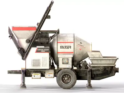 Concrete Mixer Pump Machine Low-poly 3D model