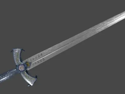 Detailed Excalibur sword Free low-poly 3D model