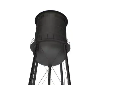 Rooftop metal water tower Low-poly 3D model