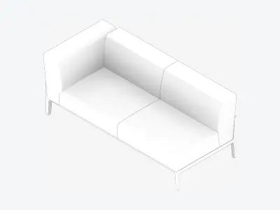 Furniture - Sofa - Contemporary - Oak - - Sofa - Right Low-poly 3D model