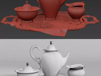 Antique Coffee Set 3D model
