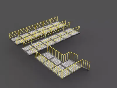 Modular industrial walkway 3D model
