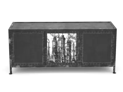 Cabinets industrial style sideboard with city 3D Model Pack