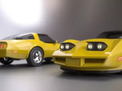 American Sportscar - 70s Classic Muscle - 4 LODs - Unity UE Low-poly 3D model