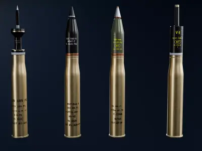  Shell 105mm Pack For AMX-30B2 and Nato Guns for 105mm  Low-poly 3D model