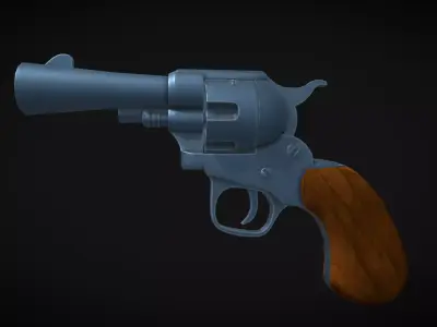 Stylized Revolver Low-poly 3D model