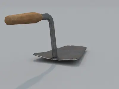 Trowel PBR metal shovel with wooden handle Low-poly 3D model