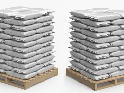 Stack of Bags with Bulk Material on Pallet 3D model