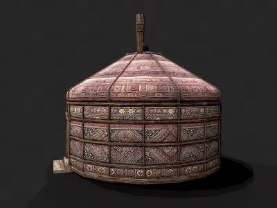 Traditional Yurt Nomads Tent with Interior 4 Low-poly 3D model