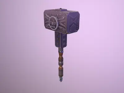 stylized hammer weapon Low-poly 3D model