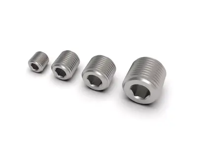 NPT male pipe plug with hex socket collection 3D model