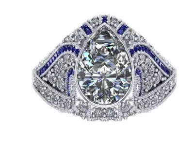 Pear shape Antique ring 3D print model