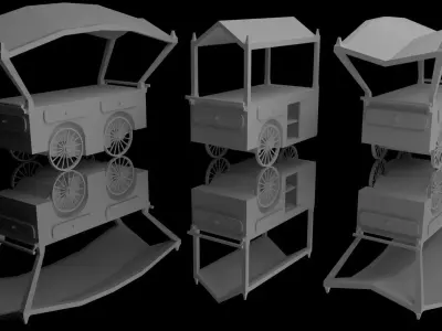 Peddler Carts Low-poly 3D model
